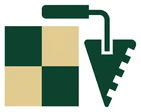 Logo : carreaux en damier et truelle crantée